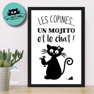 Cadre – Les copines, un mojito et le chat !