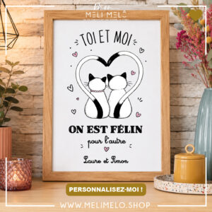 Cadre humoristique chat – Toi et moi on est félin pour l&rsquo;autre