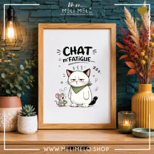 Cadre humoristique chat – Chat m&rsquo;fatigue