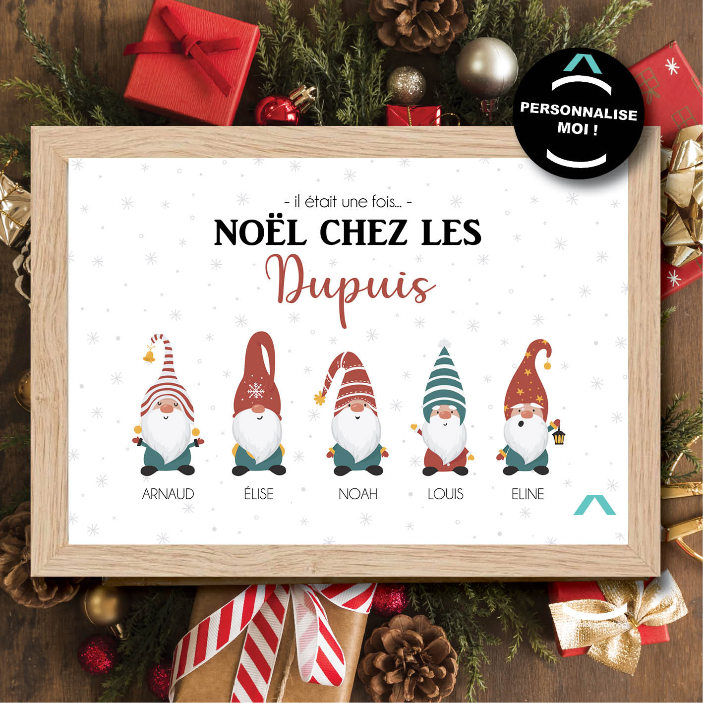 Cadre personnalisé famille idée cadeau de Noël - Art'création d'Amélie
