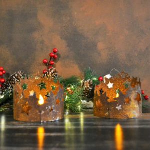 Noël – Bougeoir étoiles en acier corten