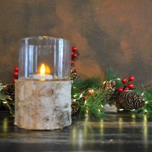 Noël – Bougeoir en bois et verre