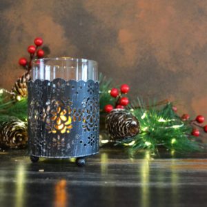 Noël – Bougeoir en métal et verre
