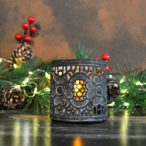 Noël – Bougeoir en métal et verre