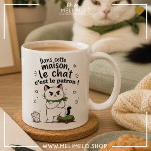Mug – Dans cette maison, le chat c&rsquo;est le patron!