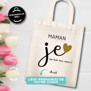 Tote-bag personnalisé – Maman, je t’aime de tout mon coeur