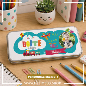 Plumier en métal personnalisé – Ma petite boîte à crayons