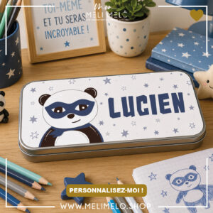 Plumier en métal personnalisé – Super panda