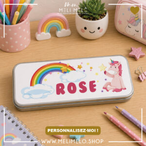 Plumier en métal personnalisé – Licorne