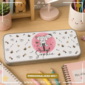 Plumier en métal personnalisé – L&rsquo;éléphant rose