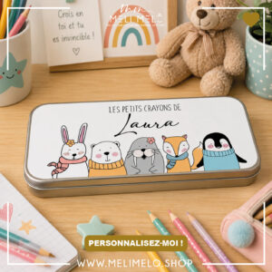 Plumier en métal personnalisé – Les petits crayons