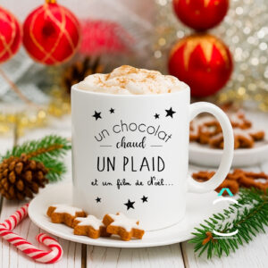 Mug de Noël – Un chocolat chaud, un plaid et un film de Noël