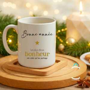 Mug de Noël – Bonne année. Le plus doux bonheur est celui qu’on partage
