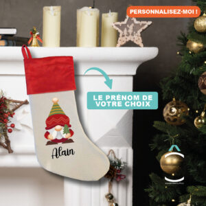 Chaussette de Noël personnalisable – Lutin de Noël