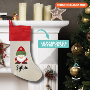 Chaussette de Noël personnalisable – Lutin de Noël