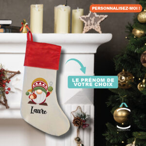 Chaussette de Noël personnalisable – Lutin de Noël