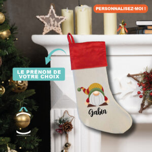 Chaussette de Noël personnalisable – Lutin de Noël