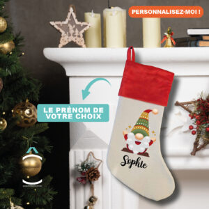 Chaussette de Noël personnalisable – Lutin de Noël