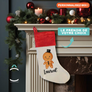 Chaussette de Noël personnalisable – Monsieur Biscuit