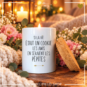 Bougie avec couvercle en liège – Si la vie était un cookie, les amis en seraient les pépites