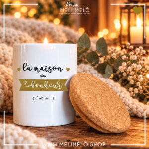 Bougie avec couvercle en liège – La maison du bonheur