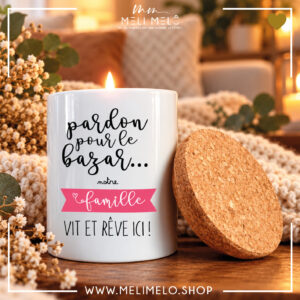 Bougie avec couvercle en liège – Pardon pour le bazar