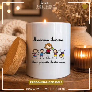 Bougie personnalisable avec couvercle en liège – Merci pour cette chouette année !
