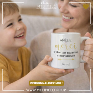 Mug personnalisable – Merci d&rsquo;être une marraine si merveilleuse