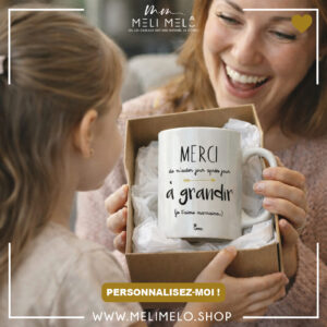 Mug personnalisable – Merci de m&rsquo;aider, jour après jour, à grandir