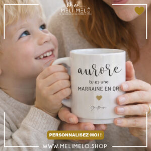 Mug personnalisable – Tu es une marraine en or