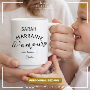 Mug personnalisable – Marraine d&rsquo;amour