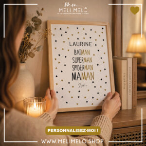 Cadre personnalisable – Batman, Superman, Spiderman, Maman