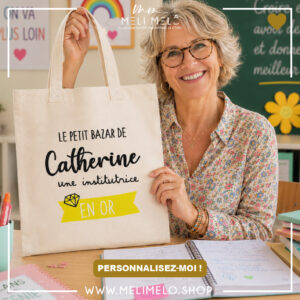 Tote-bag personnalisable – Le petit bazar d&rsquo;une instit en or