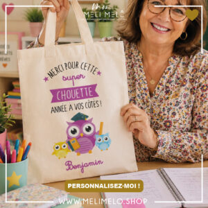 Tote-bag personnalisable – Merci pour cette super chouette année à vos côtés