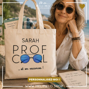 Tote-bag personnalisable – Prof cool… Et en vacances !