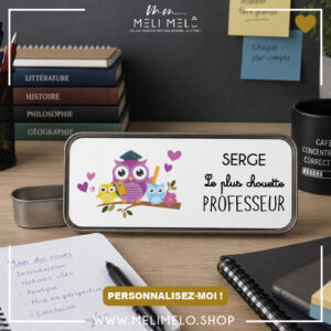 Plumier en métal personnalisable – Le/la plus chouette