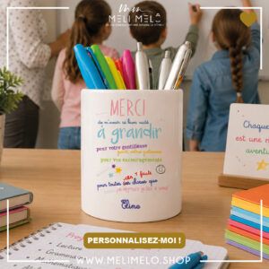 Pot à crayons personnalisable – Merci de m&rsquo;avoir si bien aidé à grandir