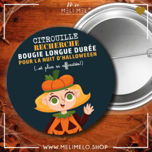 Badge – Citrouille recherche bougie longue durée (femme)