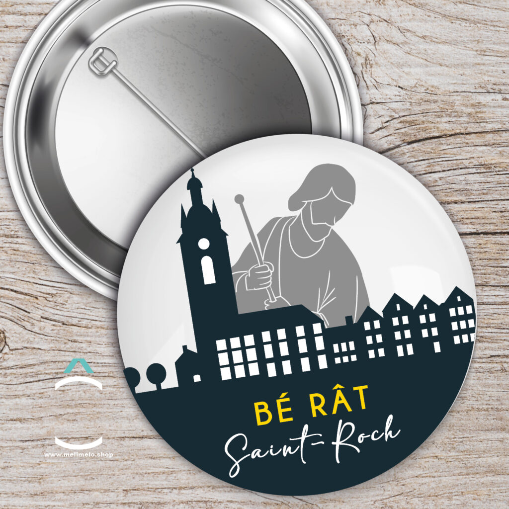 Nos badges, magnets et porte-clés pour la Saint-Roch de Thuin
