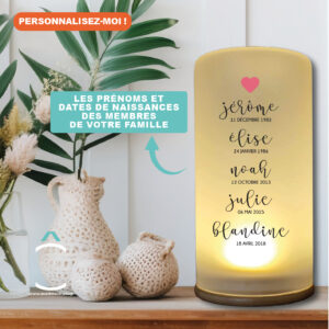 Lampe personnalisée – Prénoms et dates de naissance