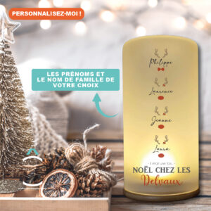 Lampe personnalisée – Il était une fois Noël chez les rennes