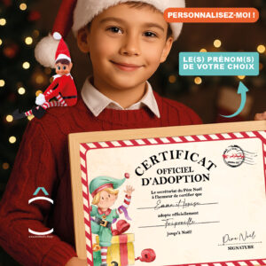 Cadre personnalisable – Certificat officiel d’adoption d’un lutin farceur