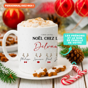 Mug personnalisable de Noël – Il était une fois Noël chez les rennes