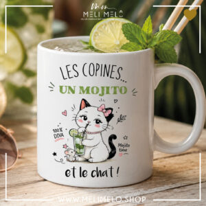 Mug – Les copines, un mojito et le chat!